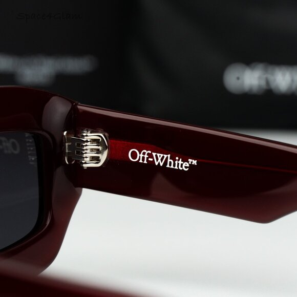 Off-White Women Sunglasses Burgundy Grey Rectangle OERI138 CHARLOTTE 2807 NEW main image 8